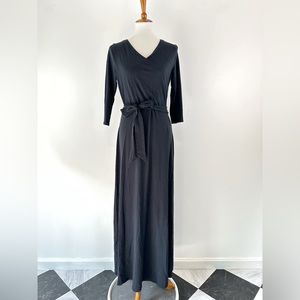 Soft Surroundings Salvador Wrap Maxi Dress Tall Small Black 3/4 Sleeve